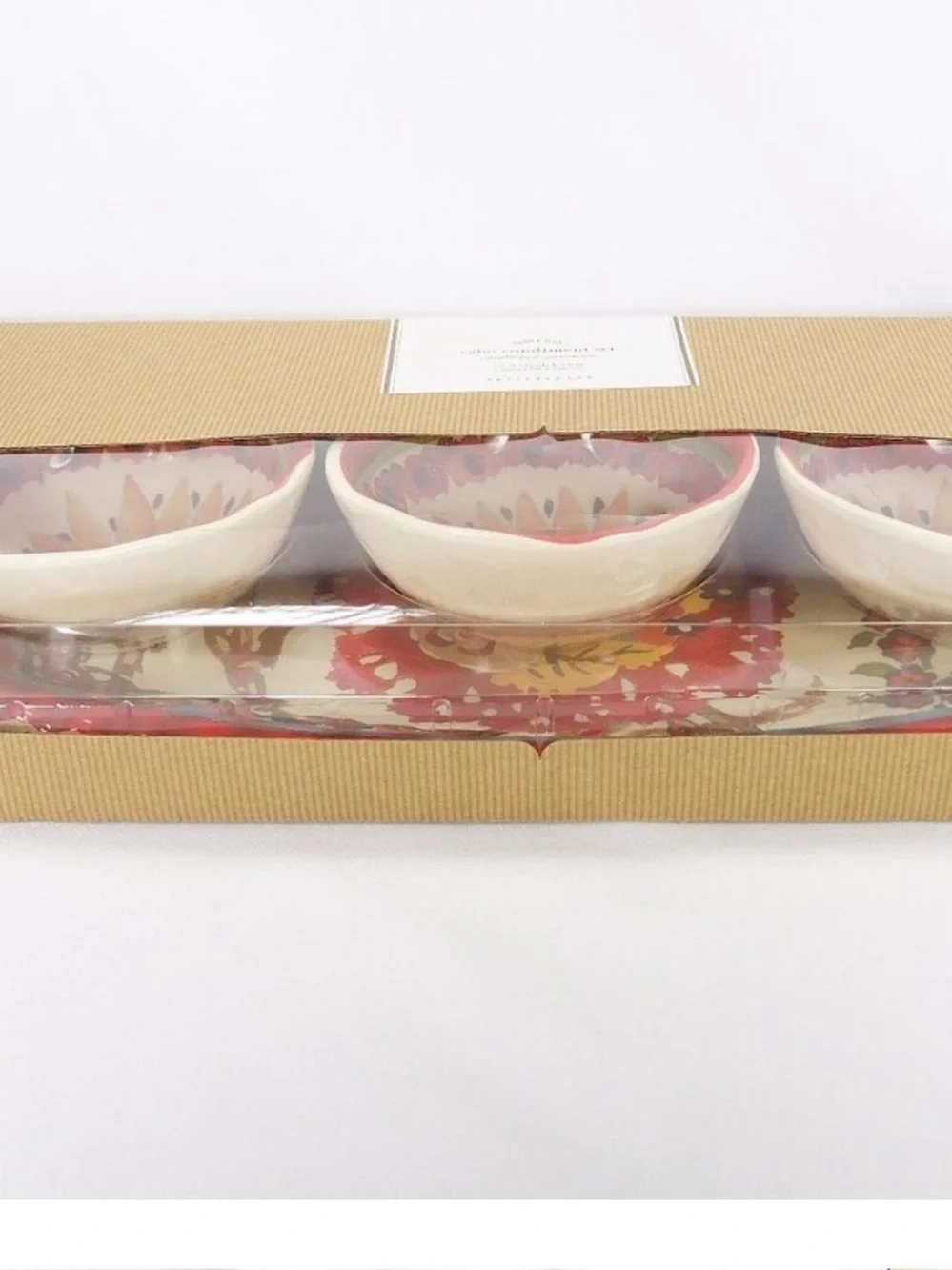 New Pottery Barn Cabo Tray and Bowl Set, Red, S/4